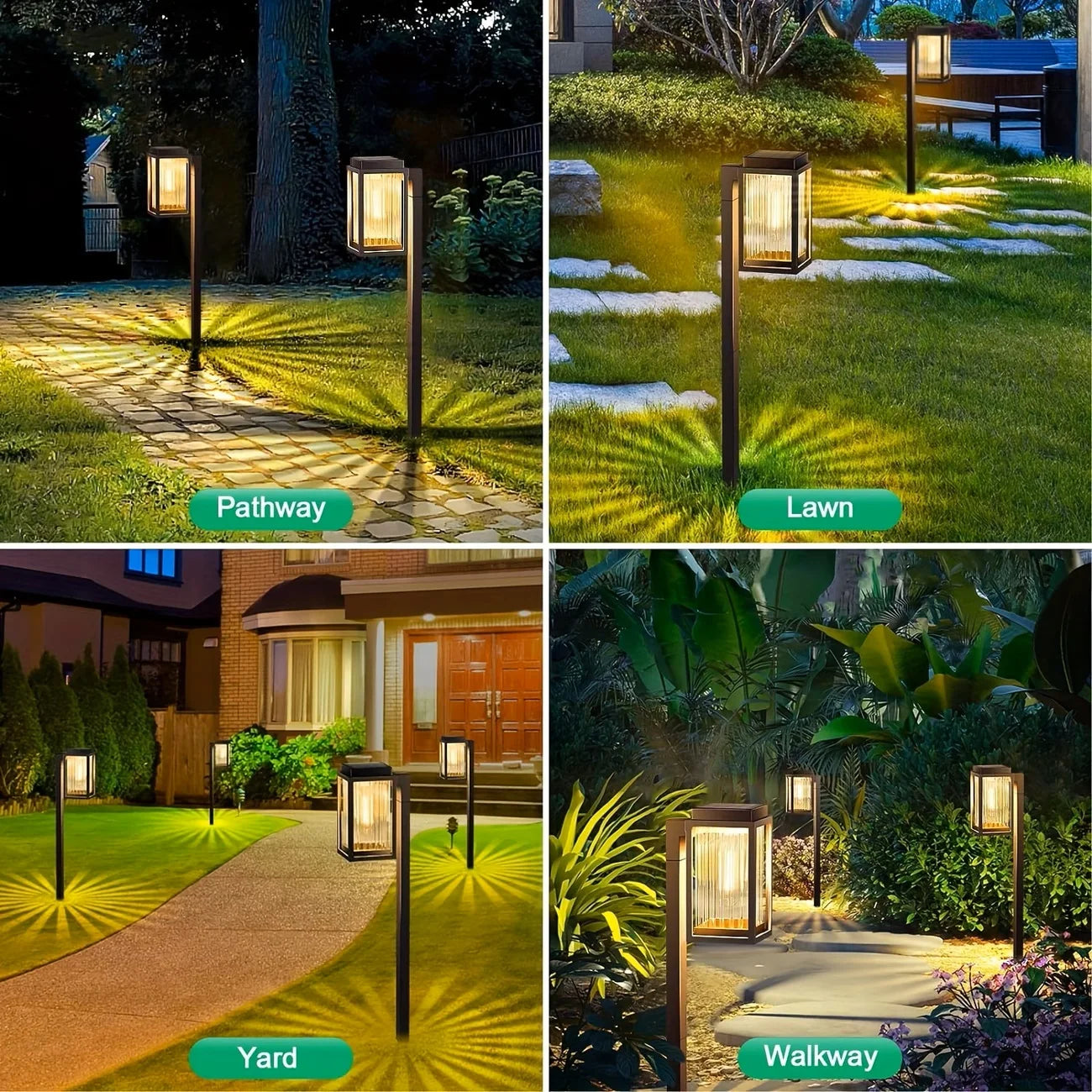 Solar Pathway Lights Outdoor Waterproof Led Lawn Lamps 2 Pack