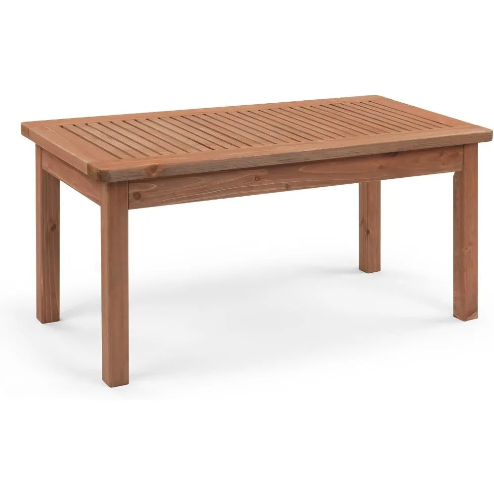 Outdoor Cedar Wood Coffee Table With Slatted Top For Patio