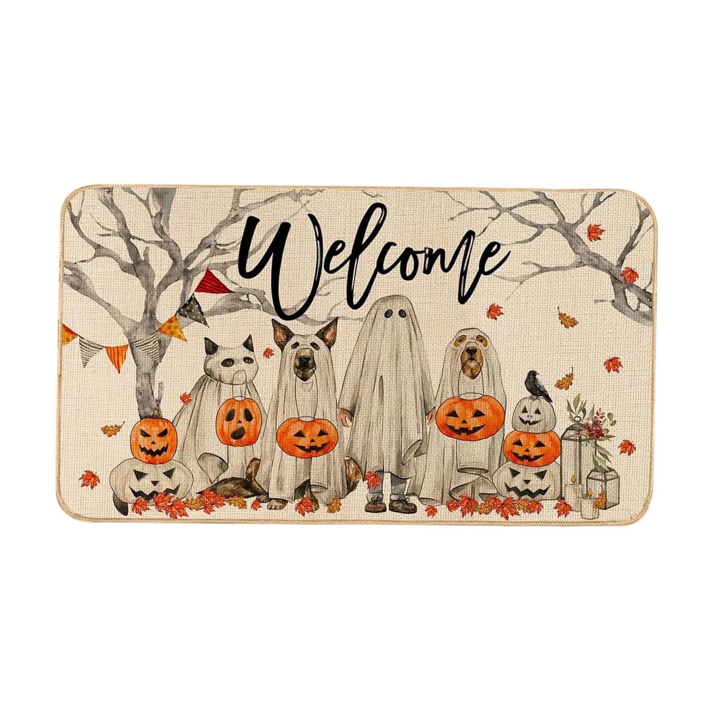 Halloween Pumpkin Doormat Cartoon Pattern Outdoor Entryway Mat