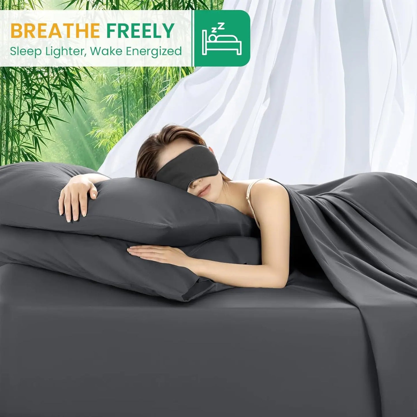 Bamboo Sheets Ultra Breathable Cooling for Hot Sleepers Quad Set