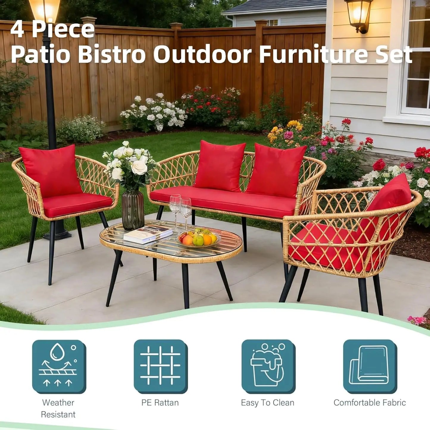 XIAOLANG Outdoor Patio Furniture Set With Wicker Sofa And Chairs
