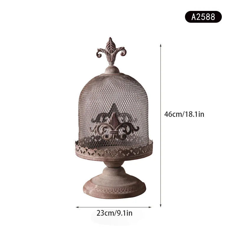 Birdcage Iron Candle Holder For Home Garden Decor Tray