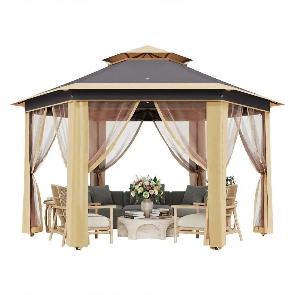 Heavy Duty Pop Up Gazebo Tent Mesh Windows Mosquito Netting