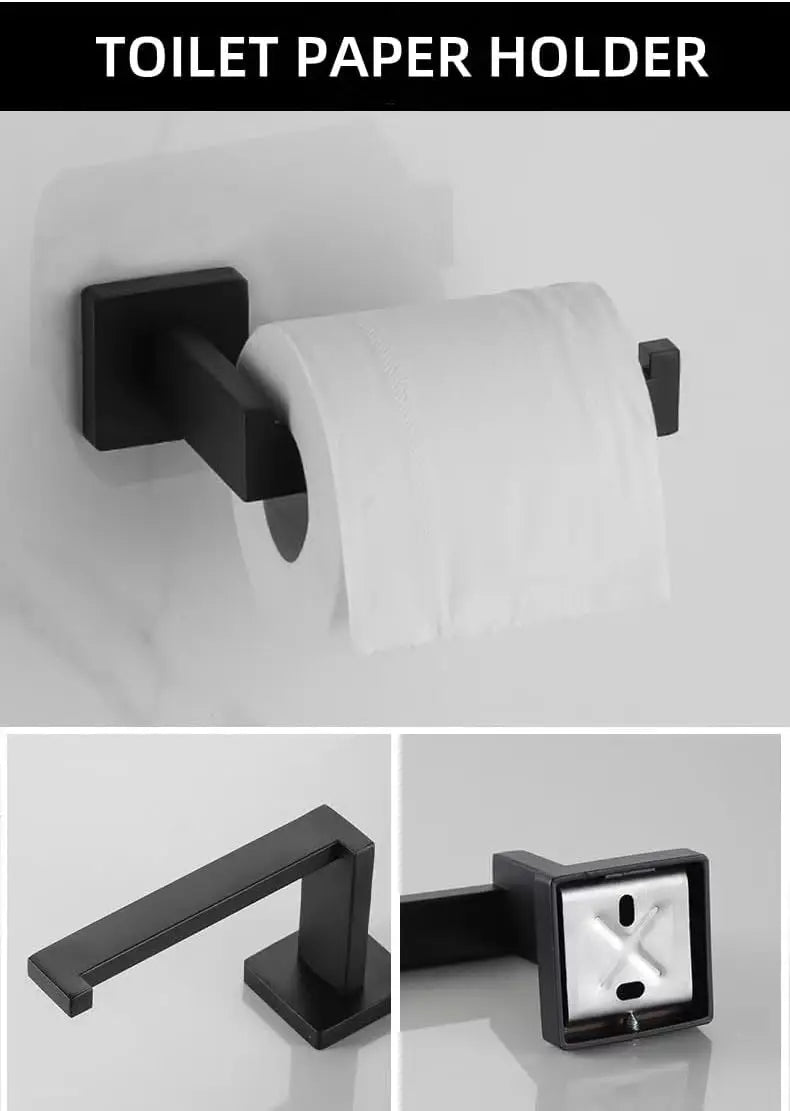 5Pcs Stainless Steel Toilet Paper Holder Set With Towel Bar