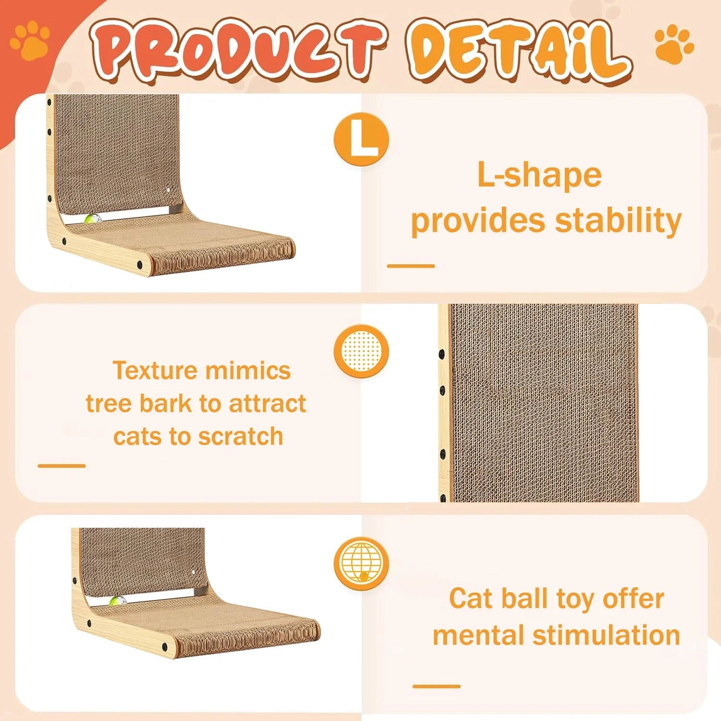 L Shape Indoor Cat Scratching Post Cardboard Protector
