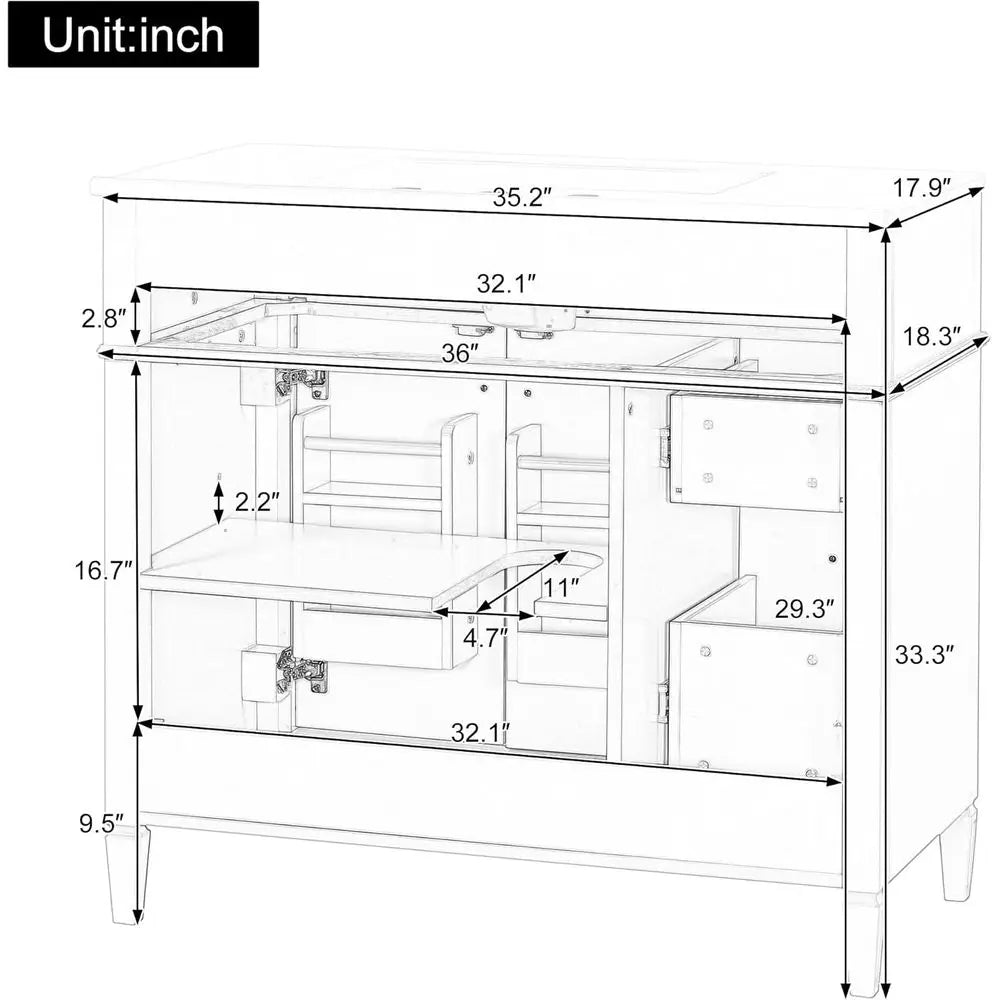 Bathroom Vanity Cabinet With Ceramic Countertop Sink Combo