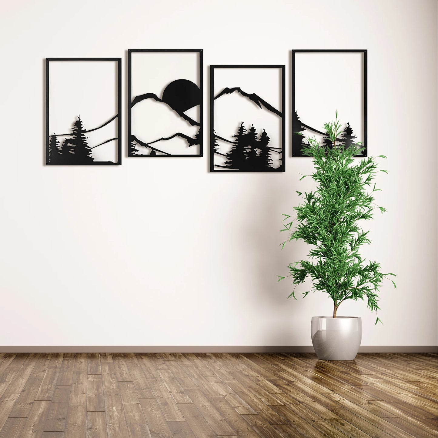 Minimalist Mountain Line Metal Wall Art Modern Home