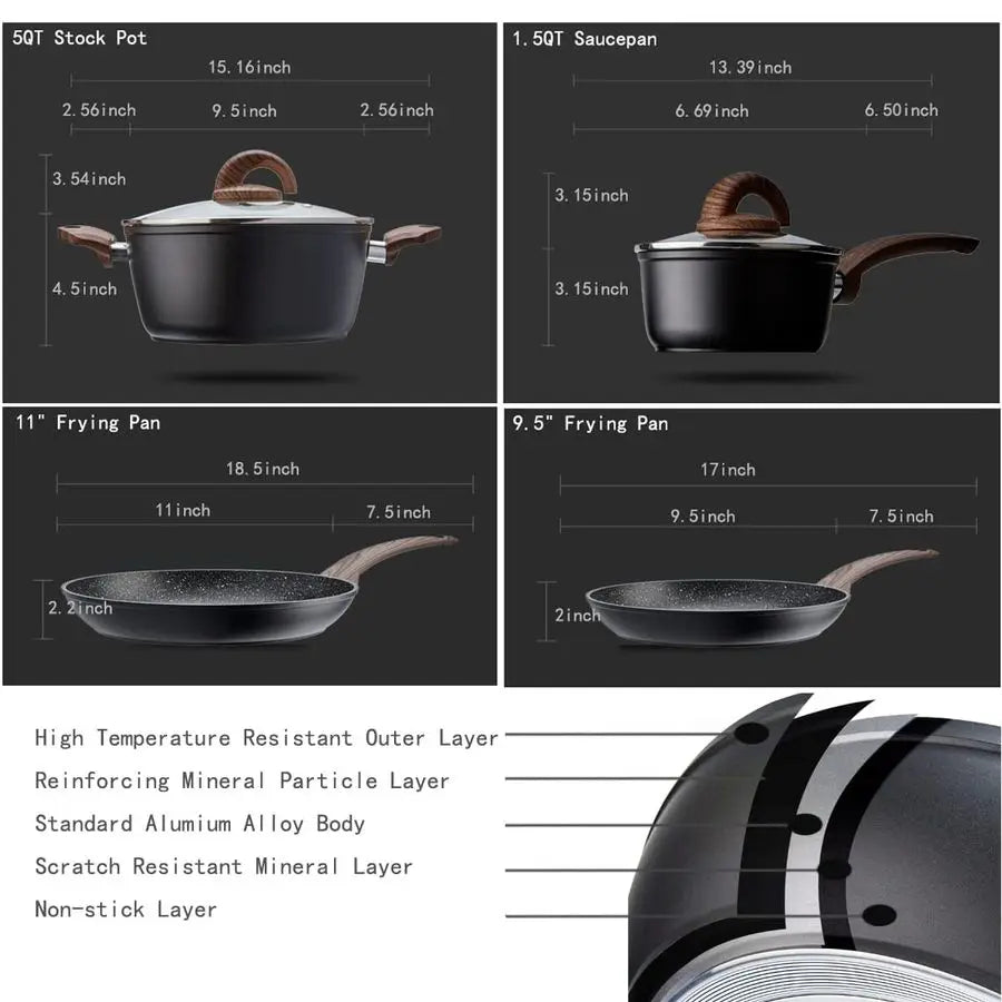 Nonstick Ceramic Cookware Set With Induction Compatible Pots And Pans