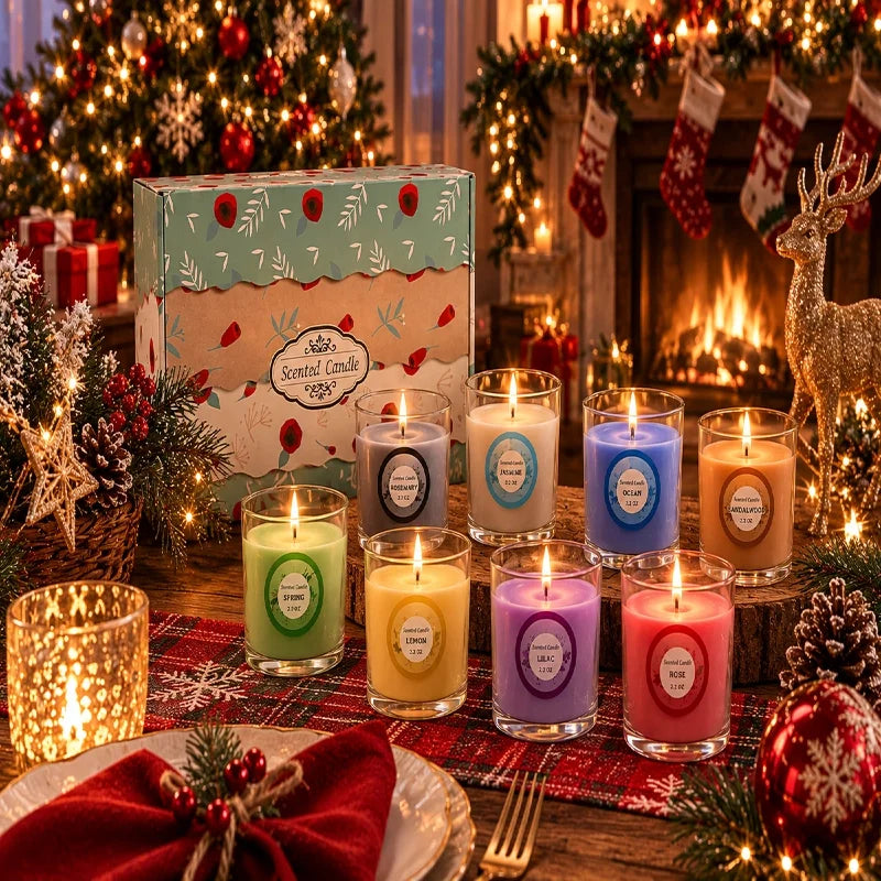 Fclayvts Scented Soy Wax Candle Gift Set With Essential Oils