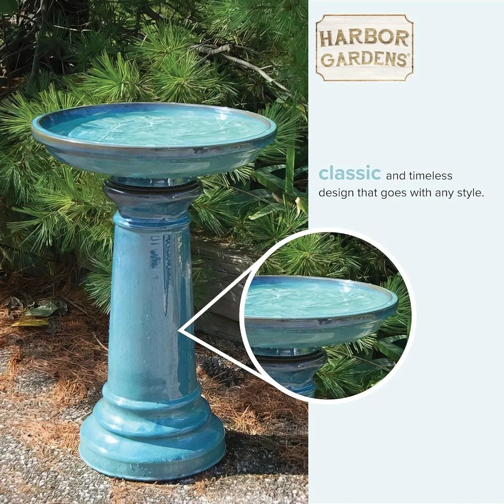 Harbor Gardens Ceramic Bird Bath With Timeless Glaze