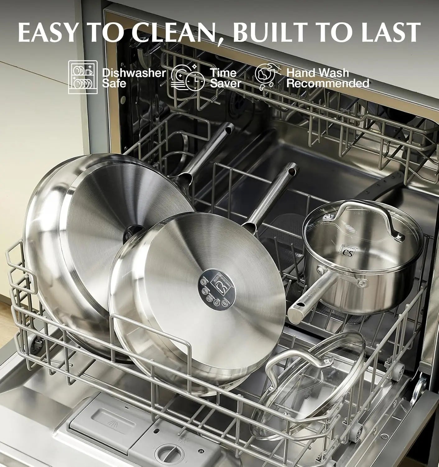Stainless Steel Cookware Set 17-Piece With 5-Layer Base Induction Safe