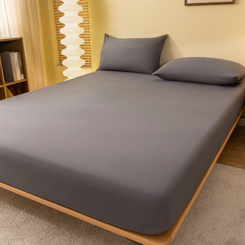 Matte Solid Polyester Fitted Sheet For Bedroom Decor