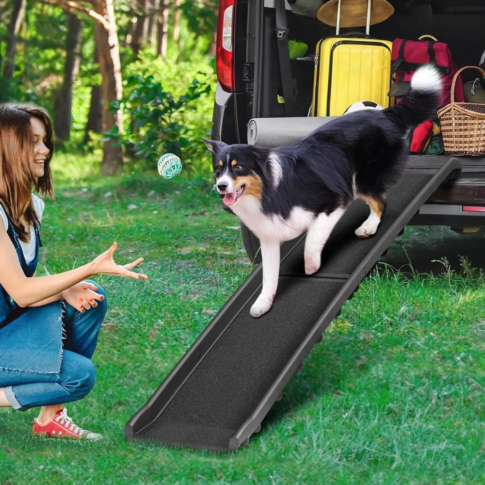 Folding Dog Ramp for Cars and SUVs, Non Slip With Raised Rails