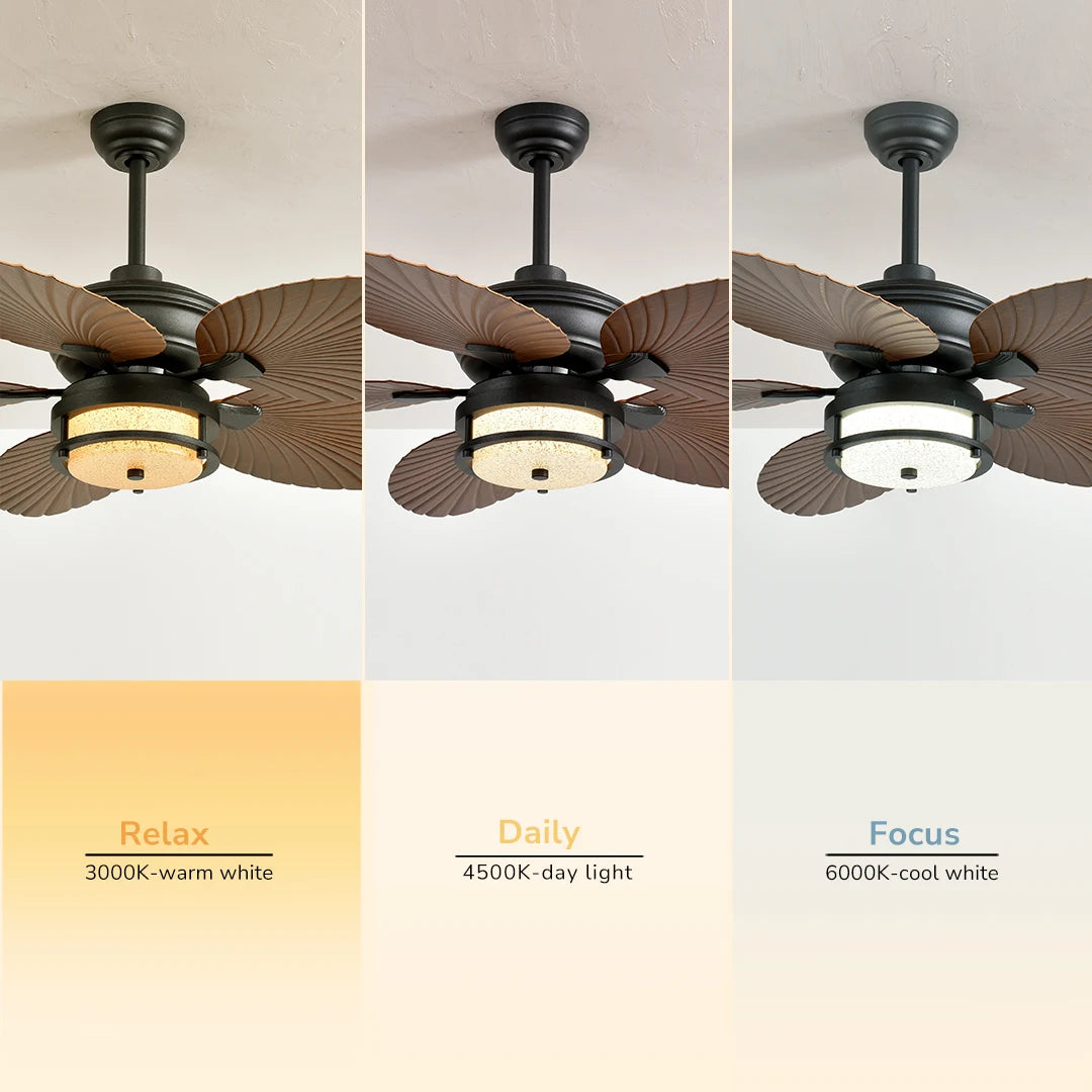 Orison Outdoor Ceiling Fan With Lights Wet Rated Dimmable LED