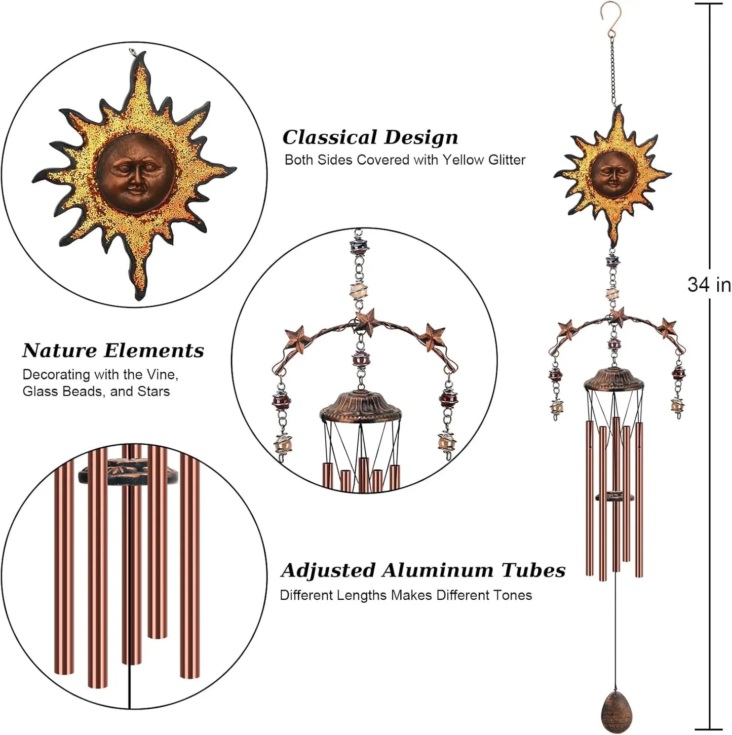 Deep Tone Aluminum Wind Chime Outdoor Patio Decor Gift