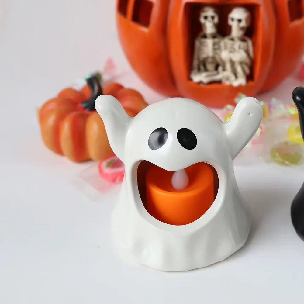 DIAMRI Glowing Ghost Candle Holder Battery Powered Halloween Decor