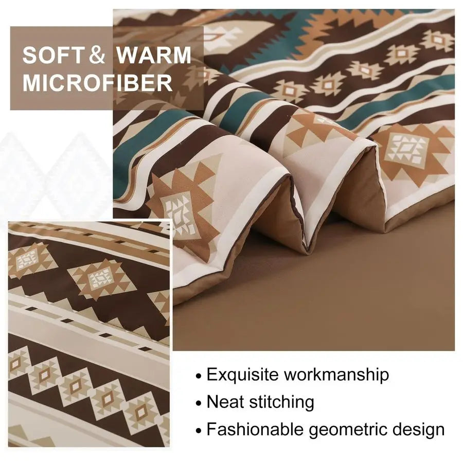 Boho Comforter Set Bed In A Bag 7 Piece Geometric Stripe Bedding