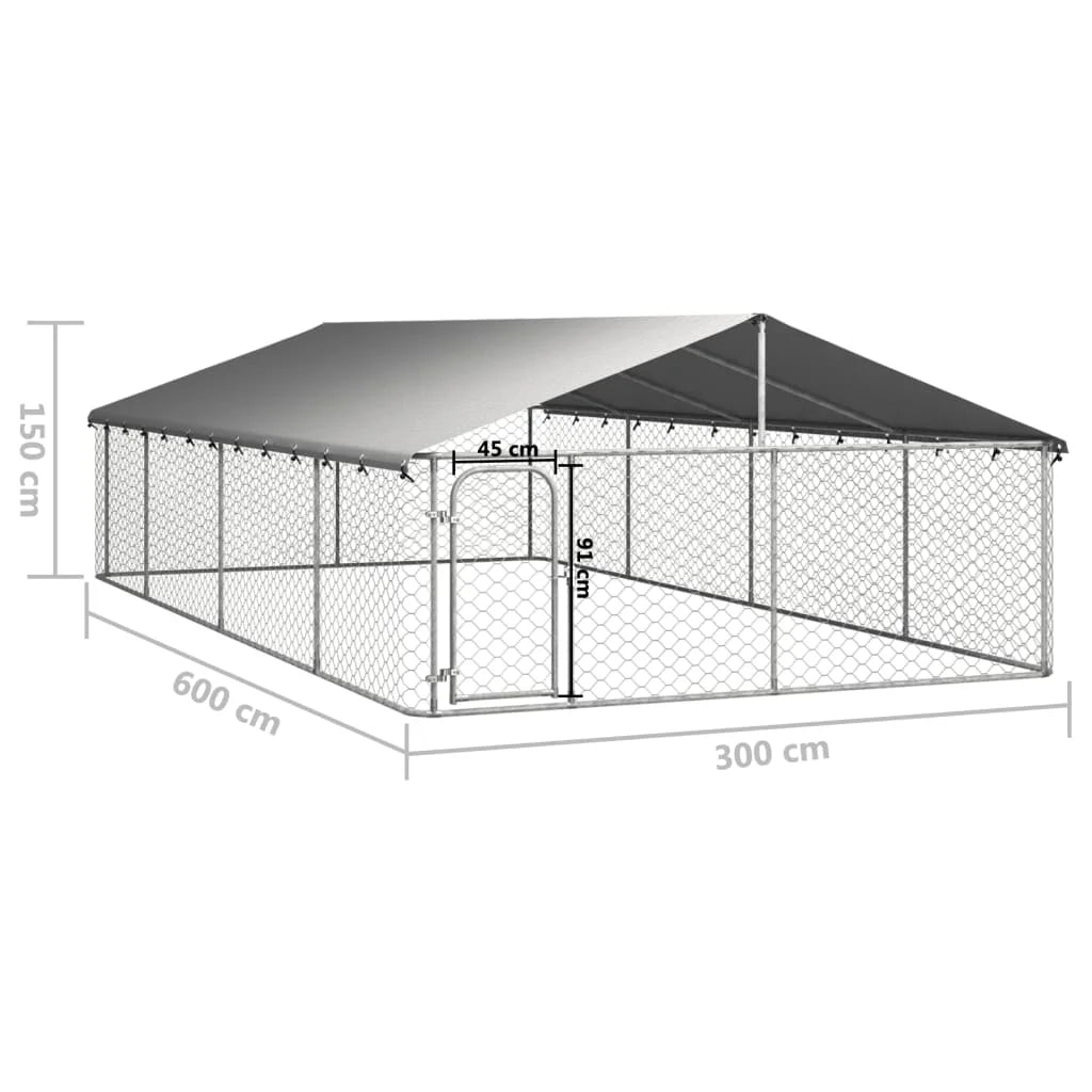 Outdoor Dog Kennel With Roof Galvanized Steel Heavy Duty
