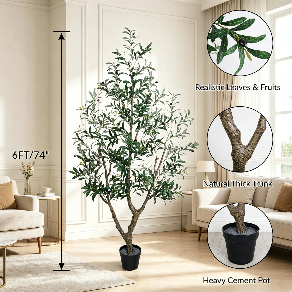 Olitree Artificial Olive Tree With Natural Trunk For Home Decor
