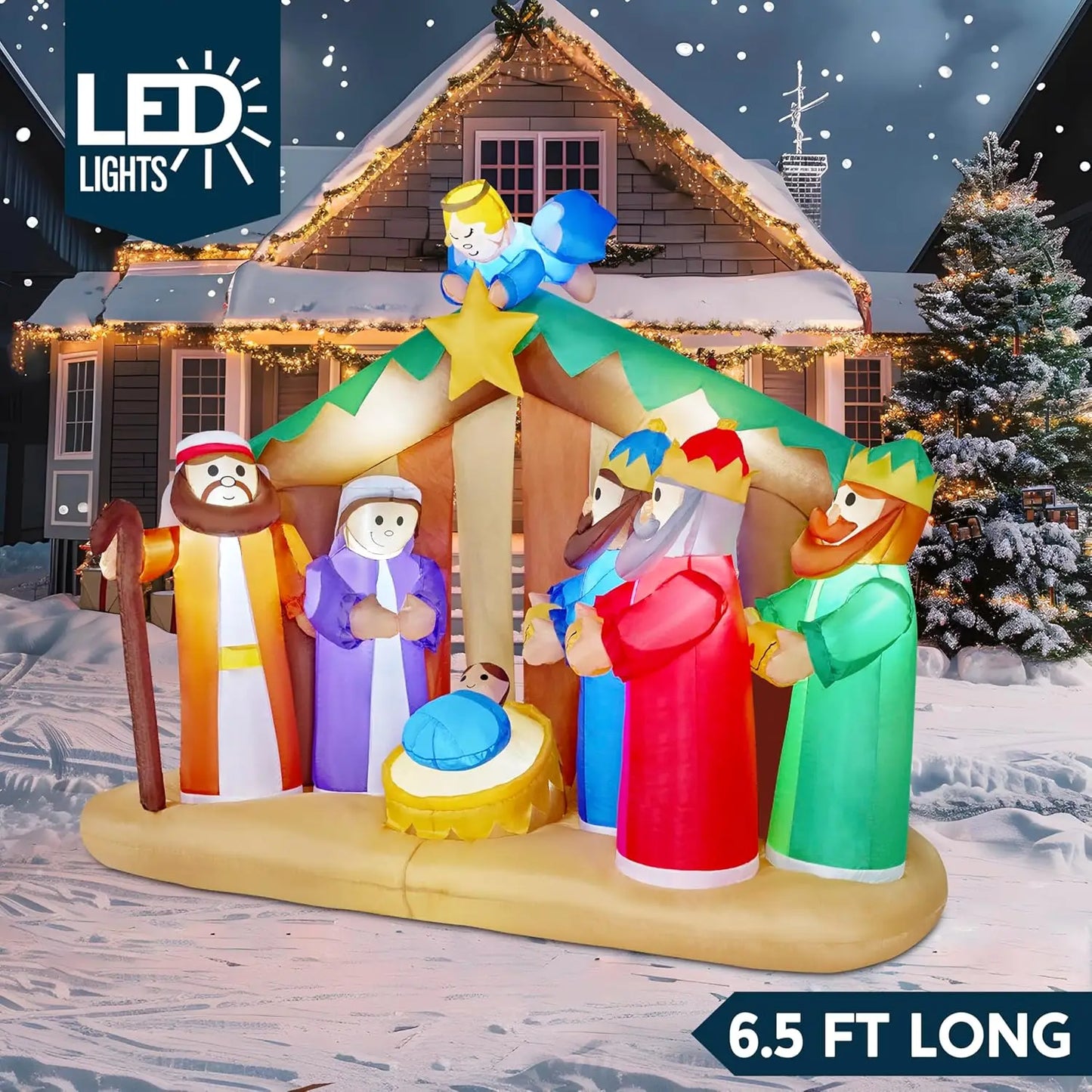 Joyfy Christmas Nativity Scene Inflatable With LEDs Outdoor Decor