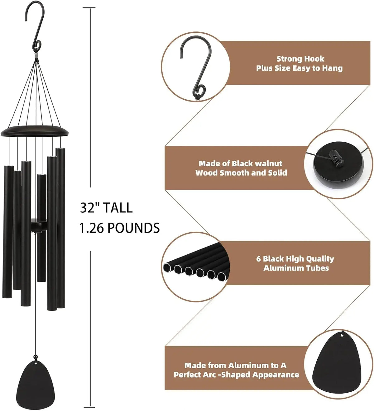 Professional Grade Outdoor Wind Chimes Deep Tone Melodic Decor