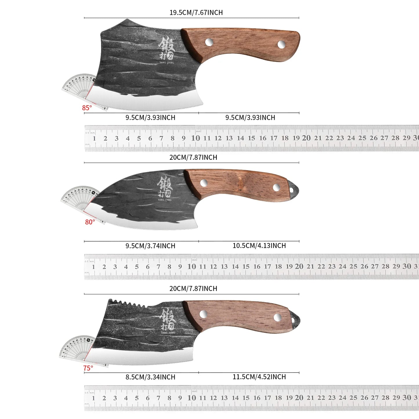 Feature 3 Piece Kitchen Knife Set Serrated Utility Knives Stainless Steel
