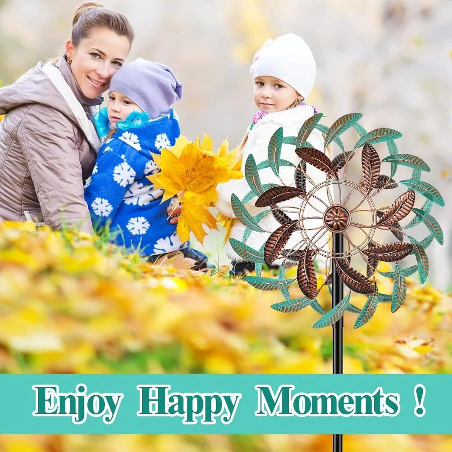 360° Wind Spinners Outdoor Wind Sculptures Windmill with Metal Stake Kinetic Large Metal Yard Art Decor Spinners Pinwheels for