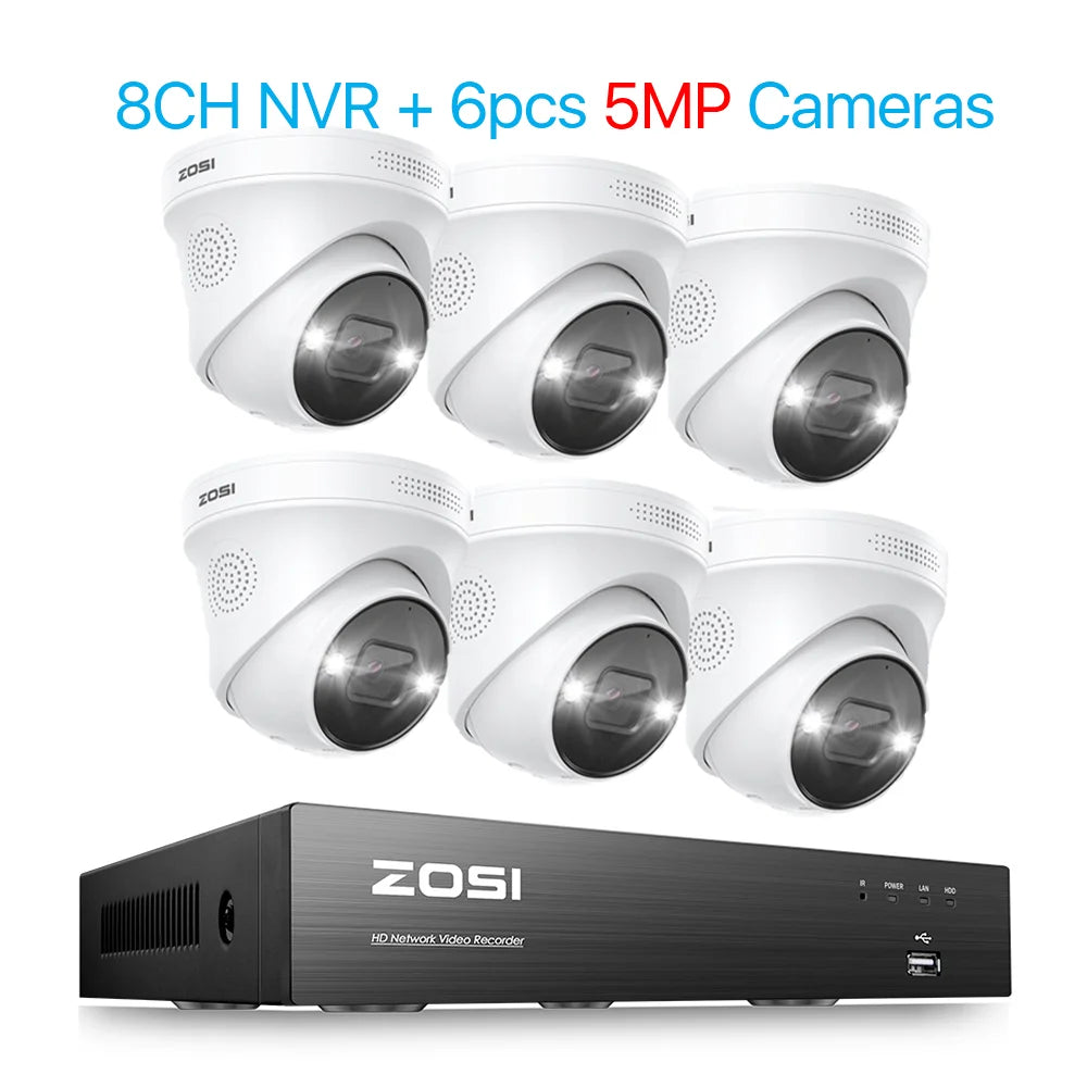 Zosi PoE Security Camera System AI Detection Night Vision