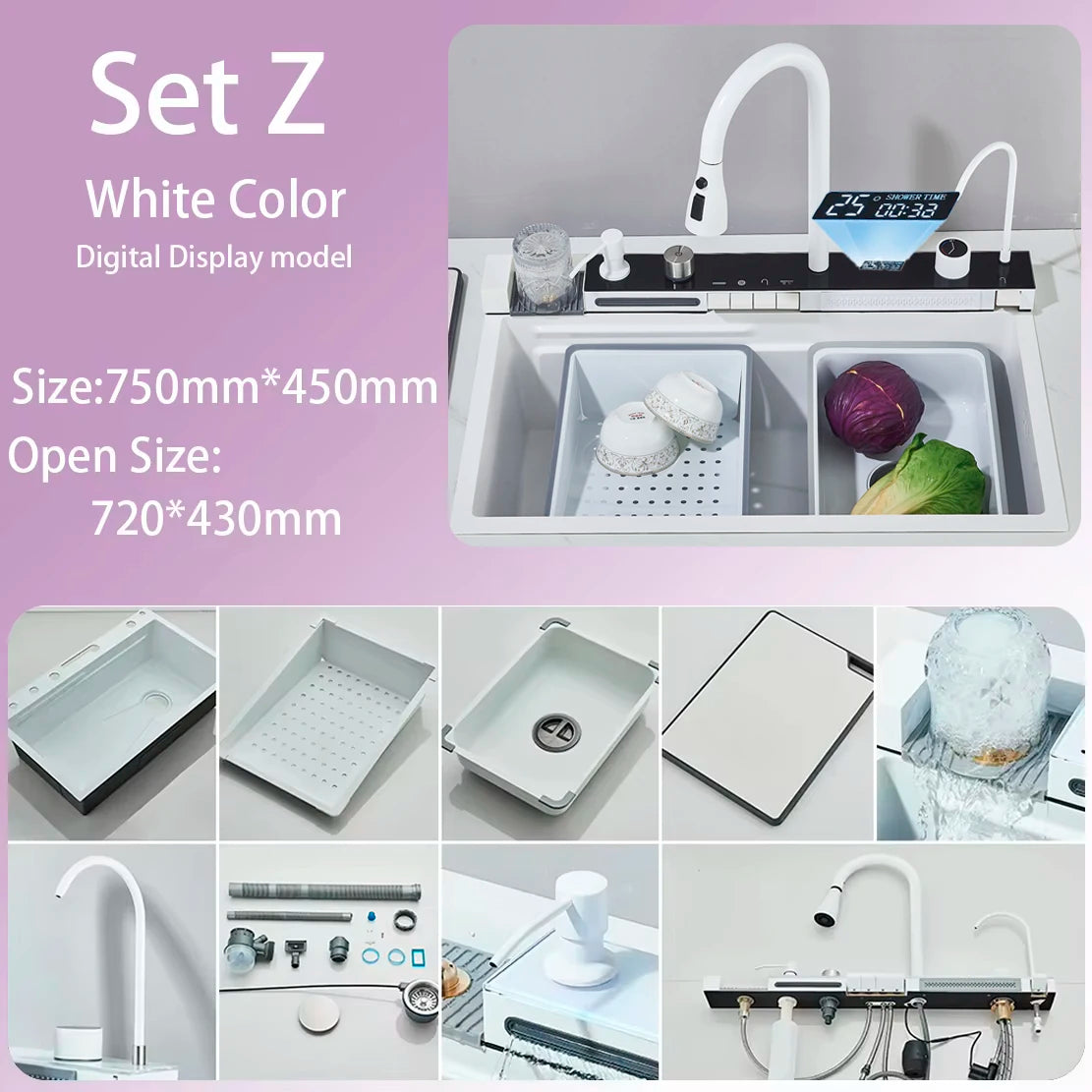 Suguword 304 Stainless Steel Waterfall Kitchen Faucet With Dispenser