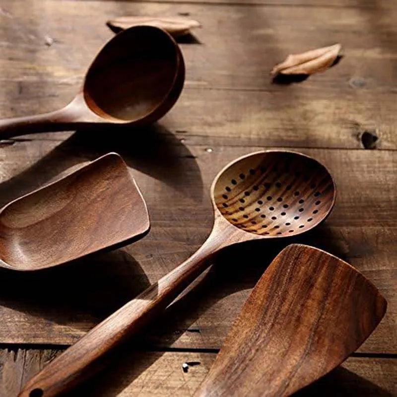 Teak Wood Kitchen Utensils 5 Piece Set