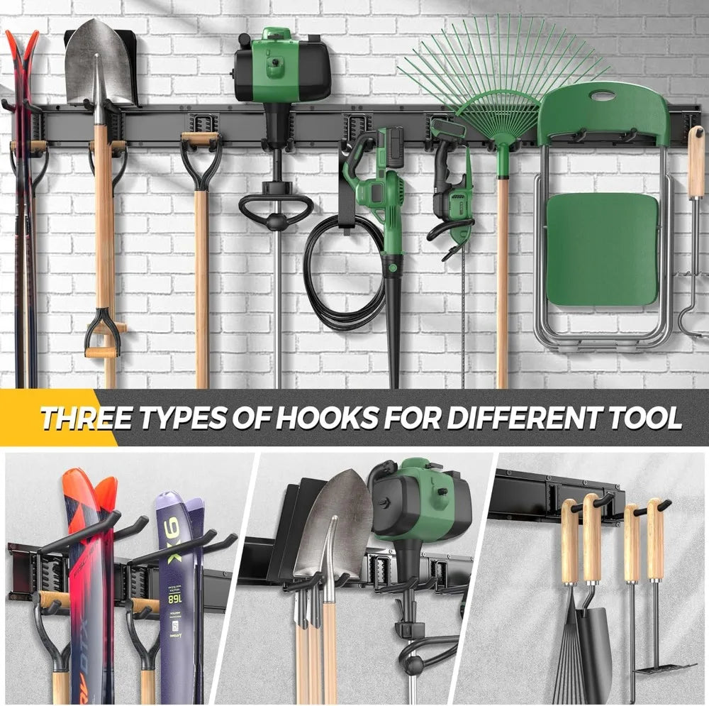 Garage Tool Organizer Wall Mount, Heavy-Duty Metal Storage Rack
