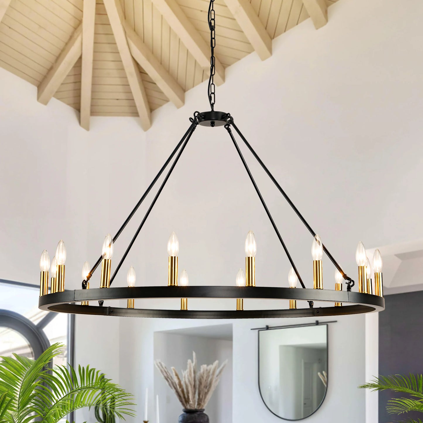 LovingC Wagon Wheel Chandelier Modern Rustic Pendant Light UL Listed