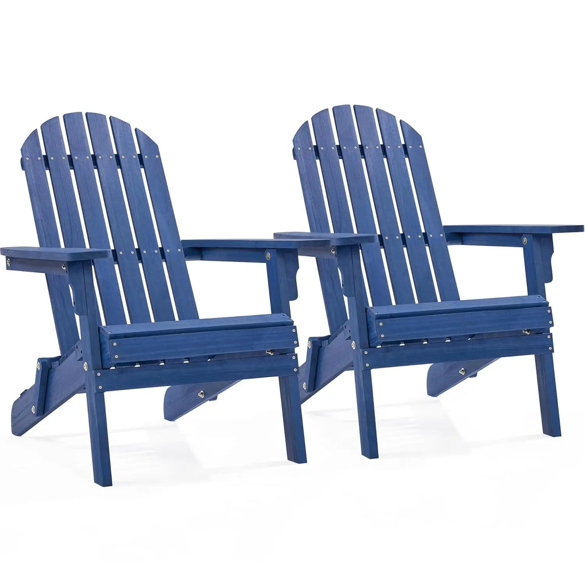 Folding Adirondack Chair Set of 2 Outdoor Wood Weather Resistant