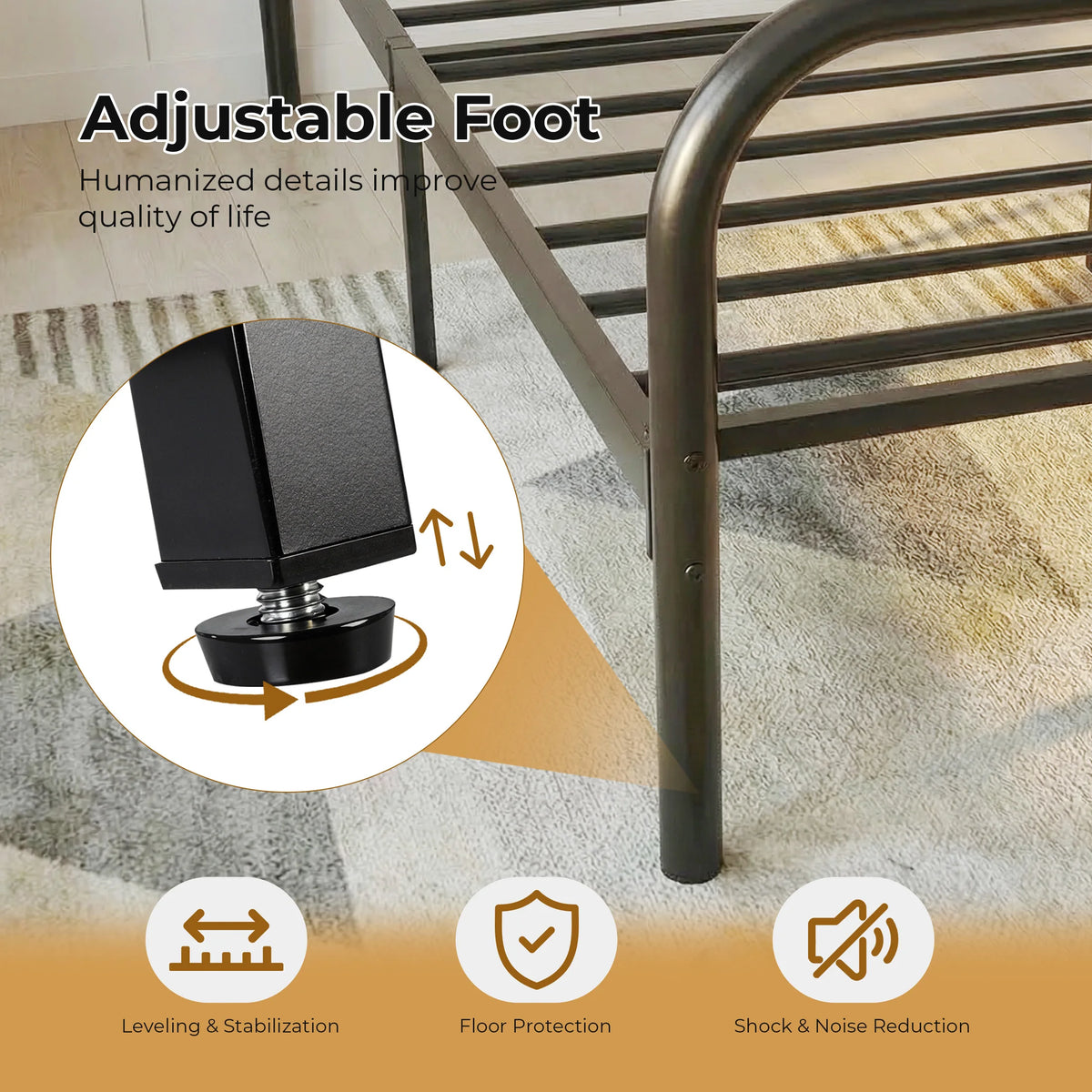 JHK Heavy Duty Metal Platform Bed Frame For Easy Setup