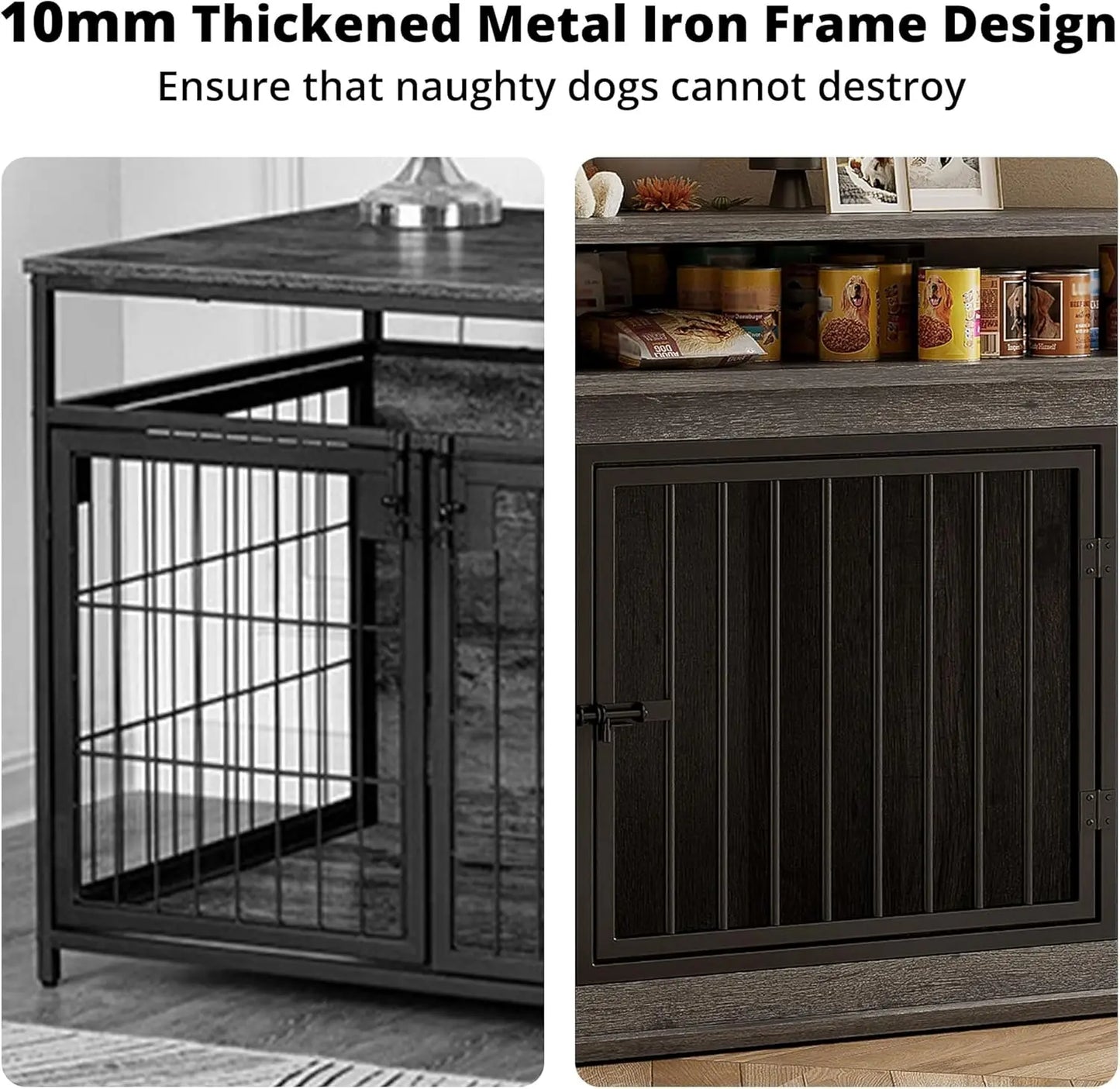 Corner Dog Crate With Two-Tier Shelves For Indoor Use