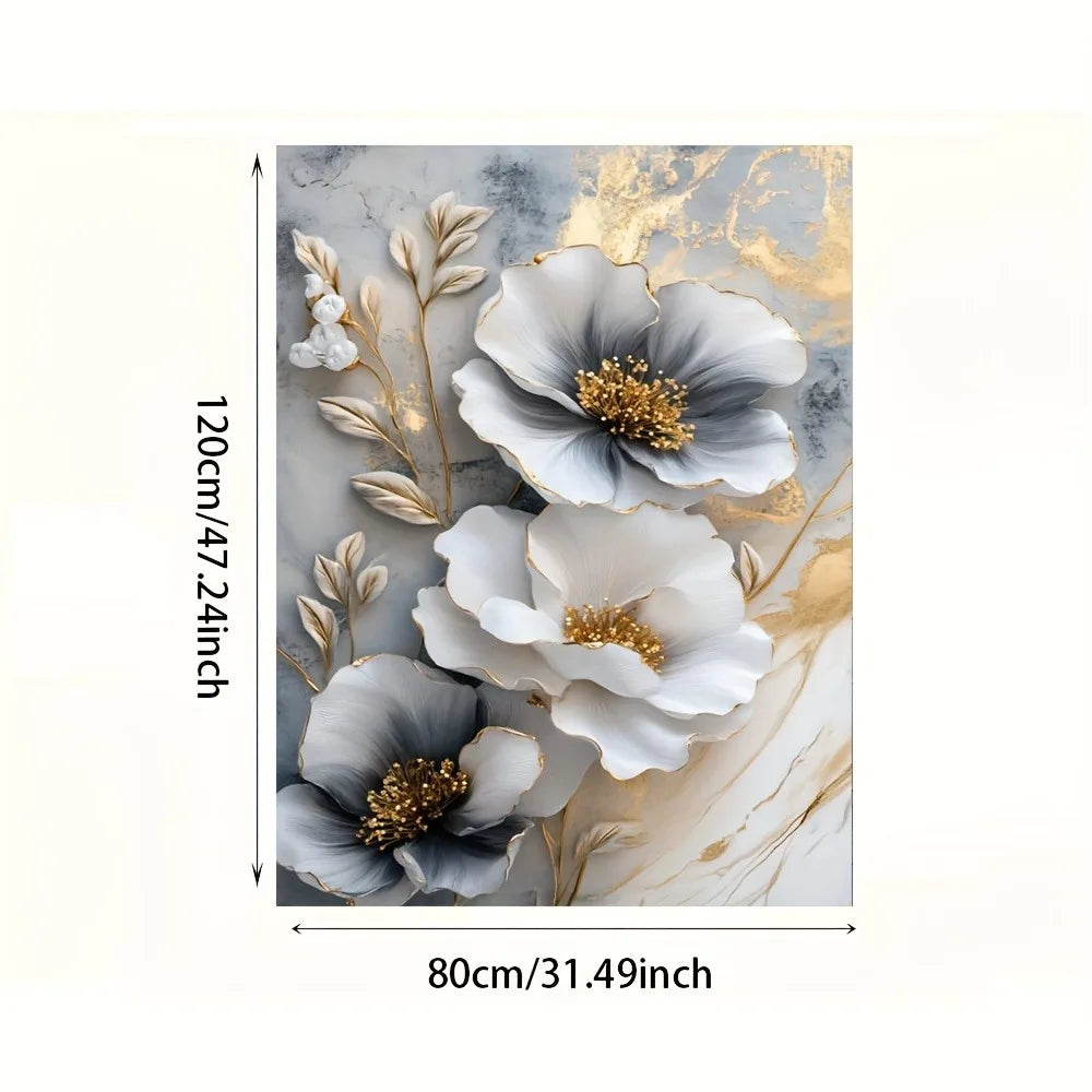 Modern Luxury Floral Canvas Mural Framed 3D Painting Living Room