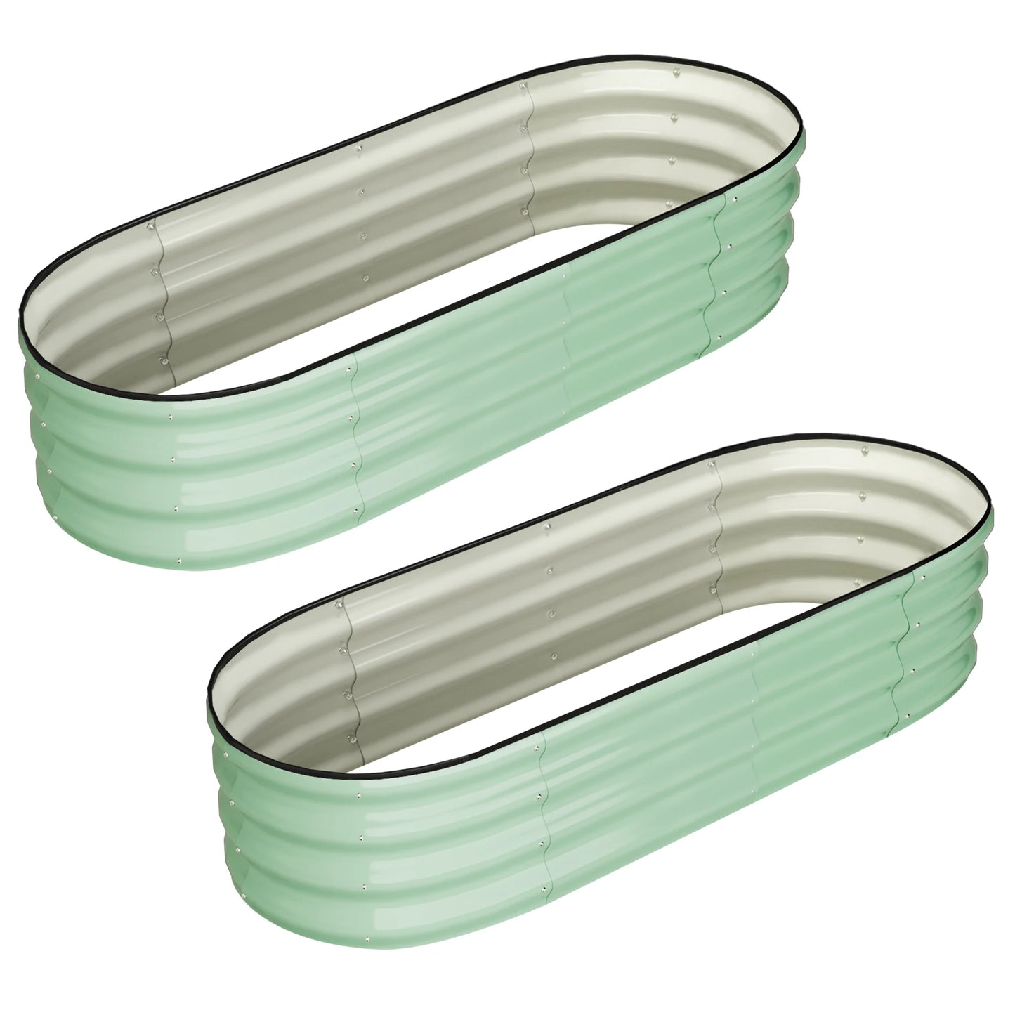 HiMISS Oval Galvanized Raised Garden Beds Outdoor Planter 2 Pack