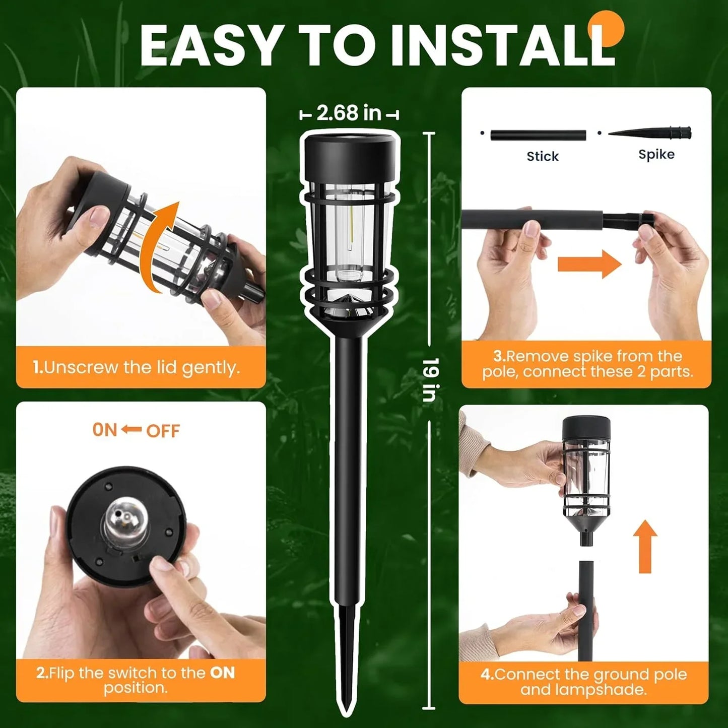 SZRSTH Outdoor Solar Street Lights Waterproof Landscape Path Lighting