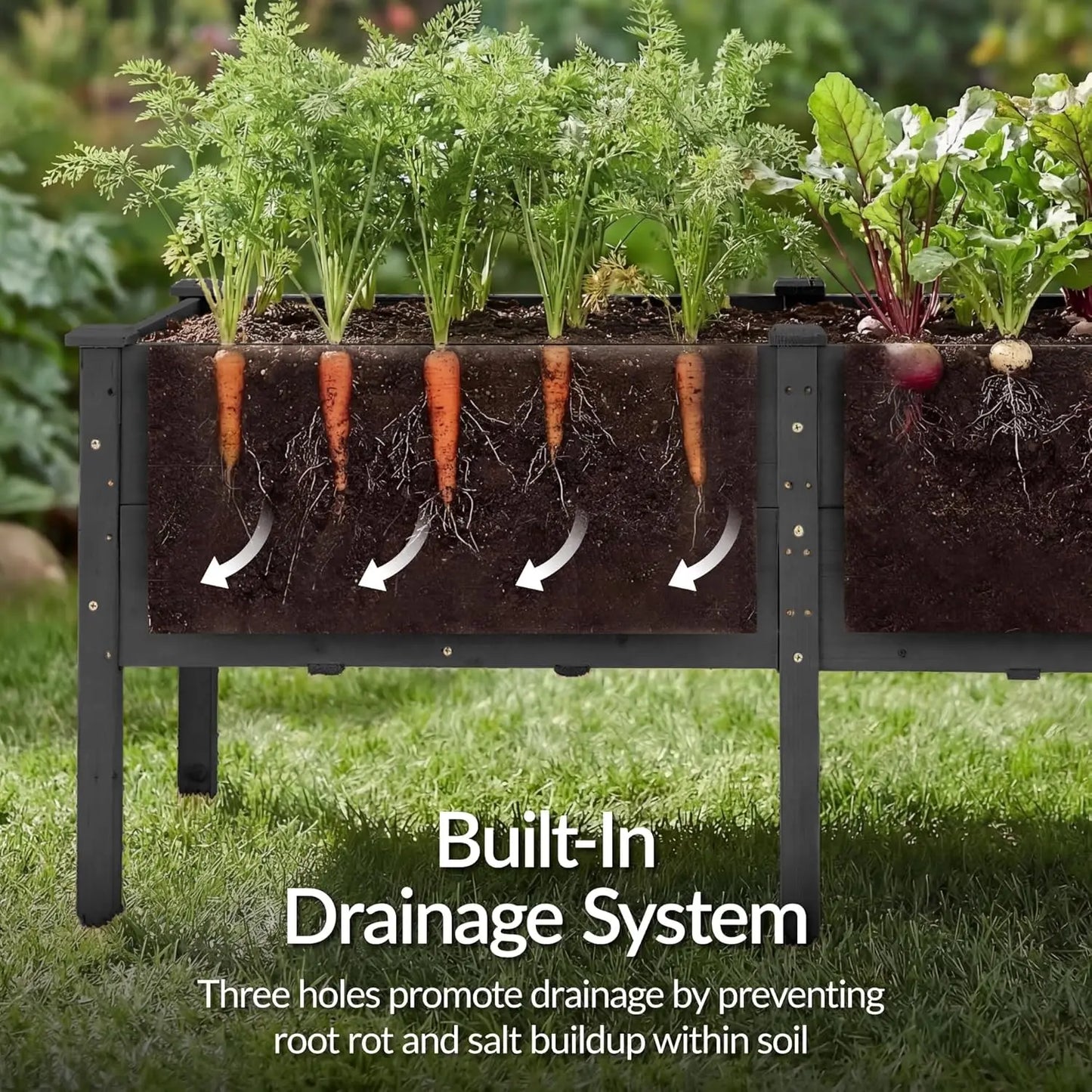 Elevated Natural Fir Planter Box For Veggie Gardens Outdoor