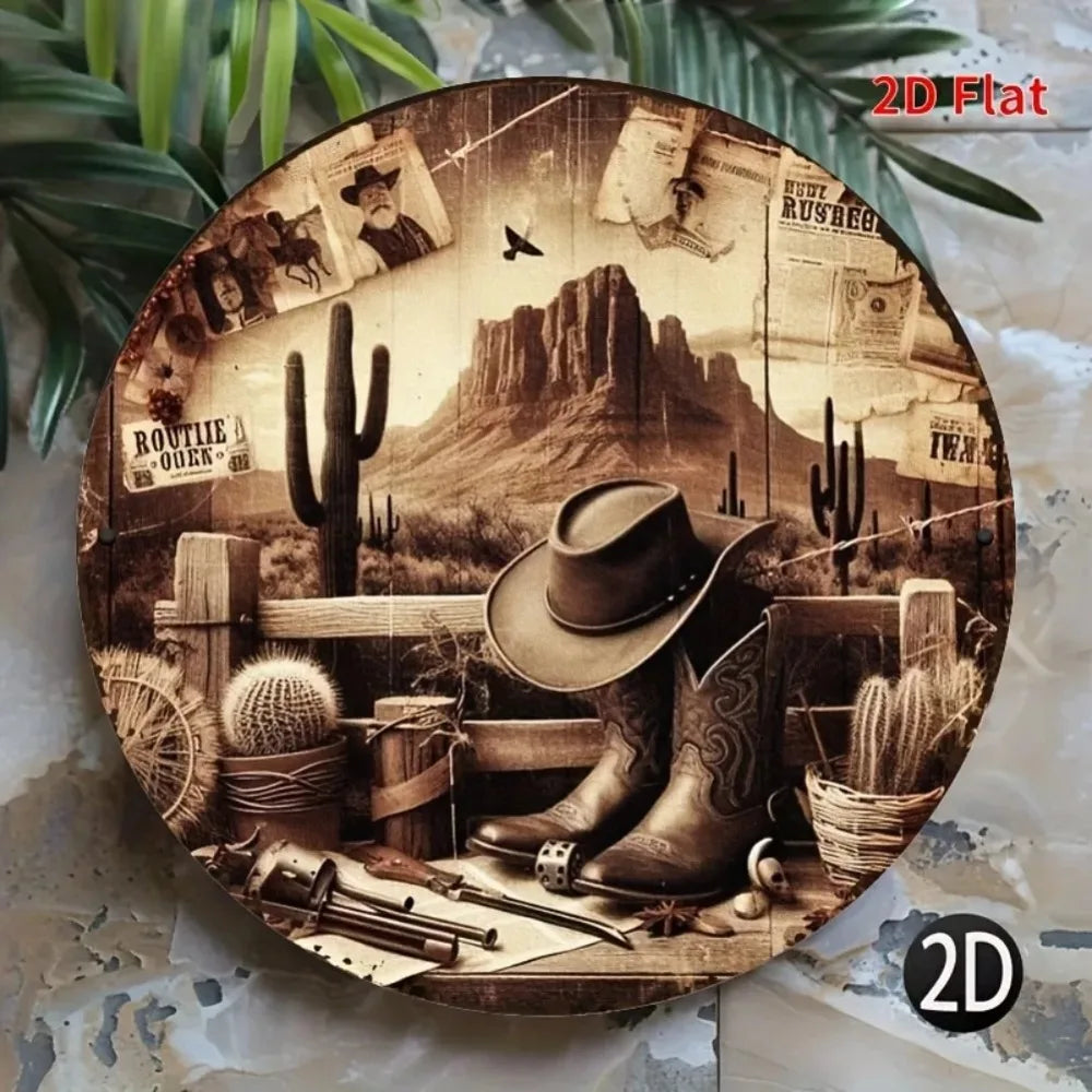 CIFBUY Western Cowboy Wall Decor Hats Boots Tin Sign