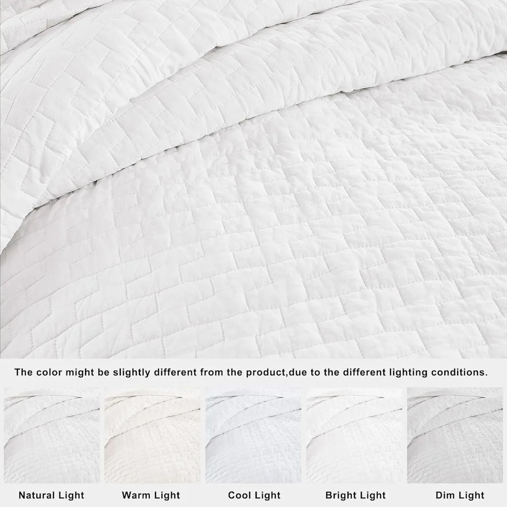Premium 100 Cotton Quilt Bedding Set With Textured Pillow Shams