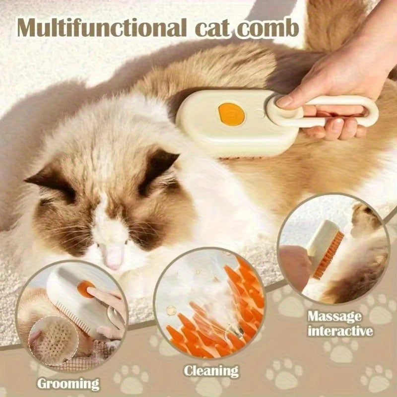 Pet Steam Grooming Brush With Massage Spray For Pets