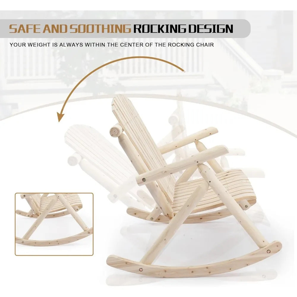 Fir Wood Adirondack Rocker Outdoor Rocking Chair Furniture