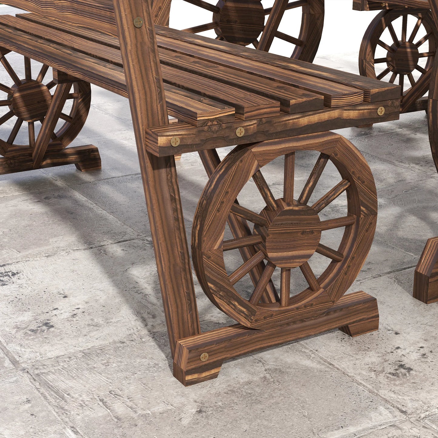 Outsunny Patio Dining Set For Four With Carriage Wheels