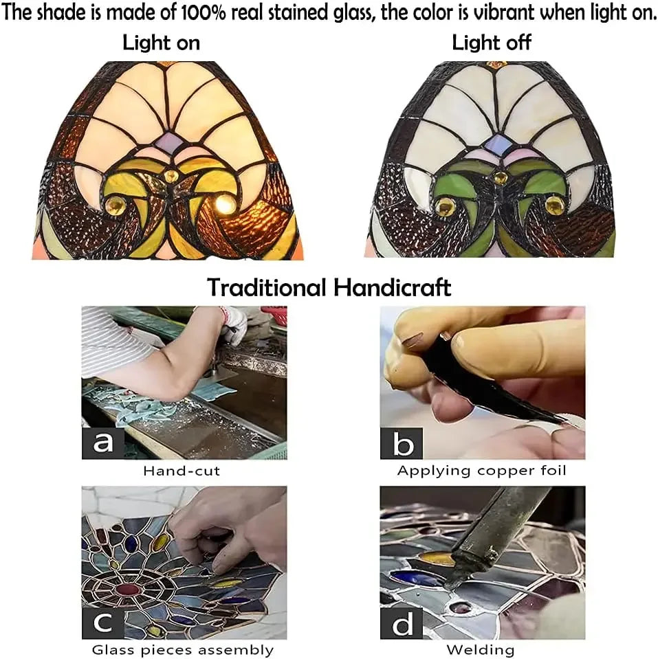 Tiffany Style Stained Glass Ceiling Light Victorian Semi Flush Mount