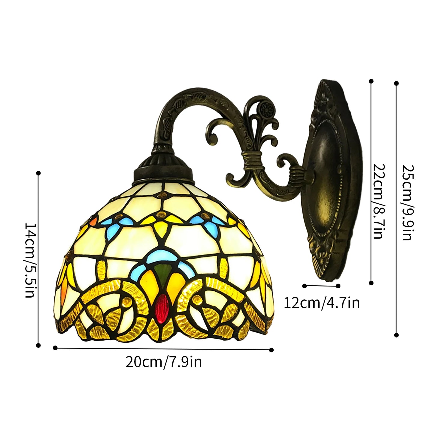 Tiffany Style Wall Lamp Vintage Dome Light For Living Room Staircase