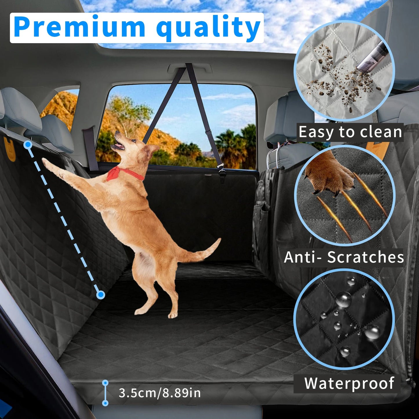Borwart Waterproof Dog Car Seat Cover With Mesh Window