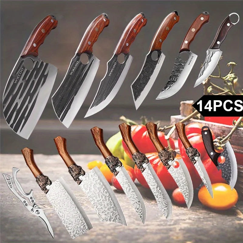 Stainless Steel Kitchen Knives Set 14 Piece Multipurpose
