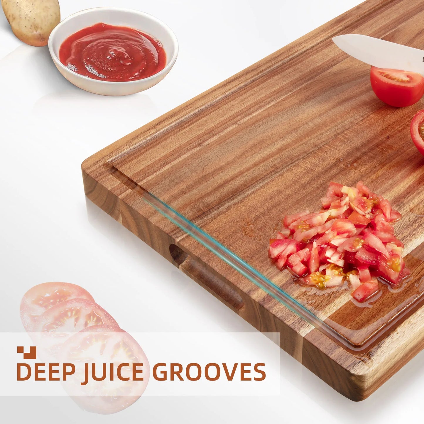 Acacia Wood Cutting Board Reversible Butcher Block Charcuterie Board
