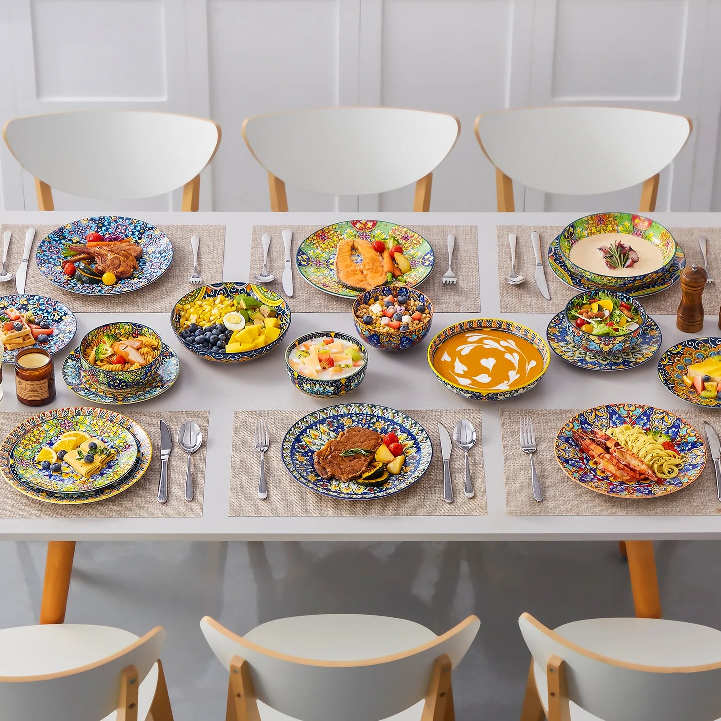 MALACASA Bohemian Porcelain Dinnerware Set